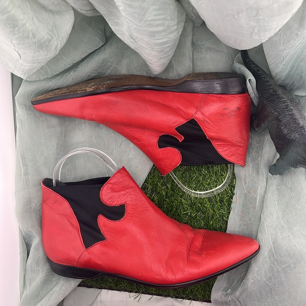 Vintage Silvano for Nilo Red Leather Ankle Boots | Women’s 7B - Picture 1 of 14